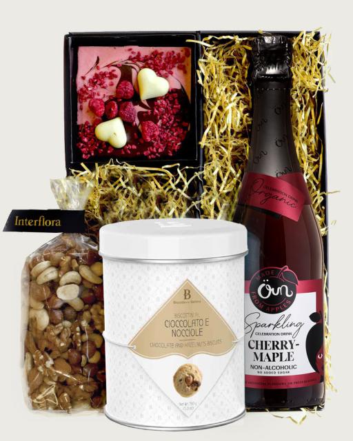 Dāvanu kastīte ar ķiršu-kļavu dzirkstošais dzēriens (bez alkohola)