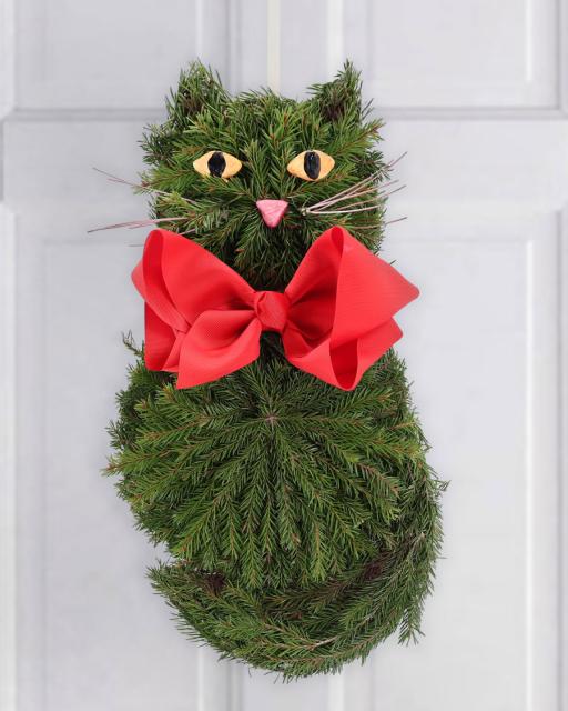 Ziemassvētku kaķa dekors - durvīm vai logam