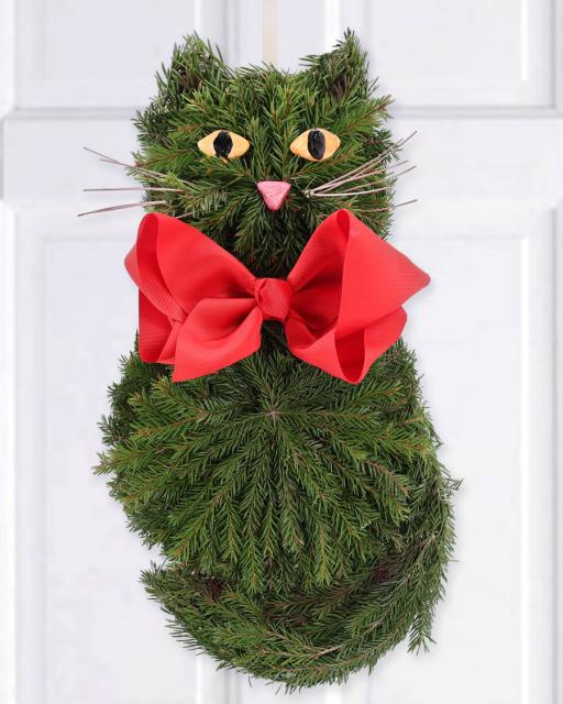 Ziemassvētku kaķa dekors - durvīm vai logam